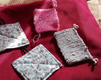 set of 4 tawashi (sponges and paper towel) recycled