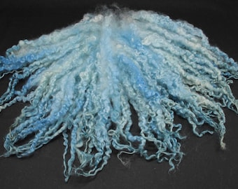 Teeswater-Romney-Mix locks, separated, hand painted fiber fleece for spinning and felting, 2.4 oz