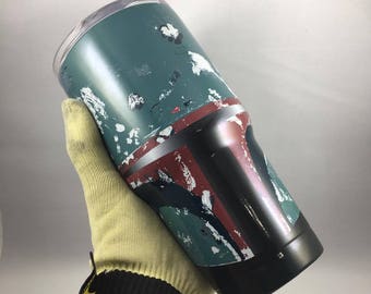 Personalized Tumbler, Boba Fett Tumbler, Custom Tumbler, Tumbler, Wrapped Tumbler, Tumbler with Custom Vinyl Skin, Tumbler Wraps, Tumblers