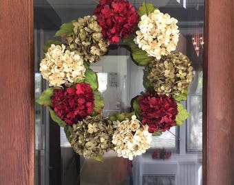 Hydrangea Wreath, Front Door Wreath, Front Door Decor, Front Porch Decor, Fall Wreath, Winter Wreath, Flower Wreath, Custom Wreath