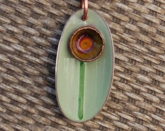 Floral Torch Fired Enamel Pendant Necklace