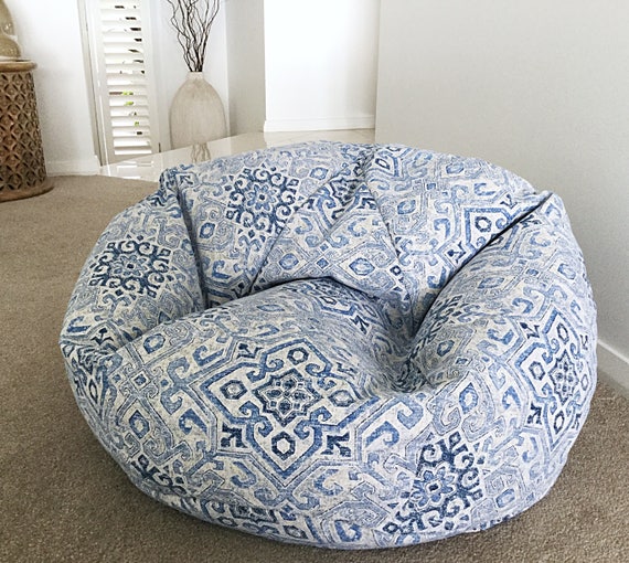 Bean Bag Boho BeanBag Cover Becca Denim Blue Moroccan Bean