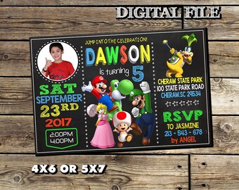 Super Mario Invitation,Mario Bros Invitation,Super Mario Birthday Invitation,Mario Bros Birthday Invitation,Mario Bros Printable,Invitation