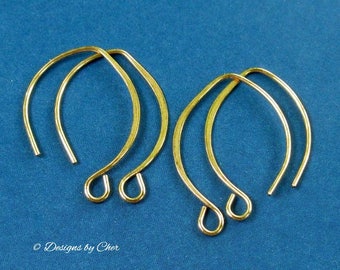Hammered Gold Almond Earwires (20 gauge) Marquis Shape (2pr) Artisan Handmade Findings