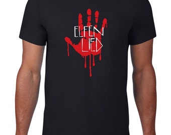 Elfen Lied logo and Lucy's bloody handprint mens T-shirt