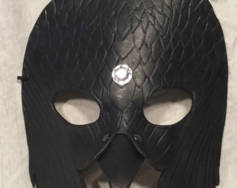 Jewelled 2 Headed Raven Leather Mask