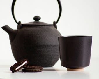 KUBO Coffee Cup, Charcoal Glaze | Ceramic Espresso Cup, Small Coffee Cup, Espresso Coffee Set, Coffee Lover, Black Coffee, Tea Cup, Tea Mug