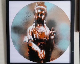 Kwan Yin Goddess of Compassion Stencil On Vinyl Record