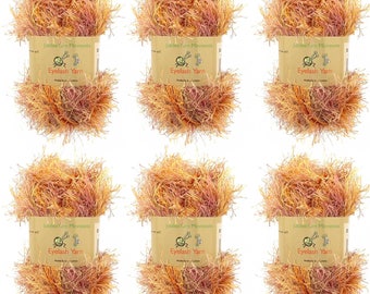 Eyelash Yarn - 6 x 50g Skeins - Autumn