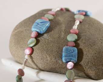 Blue, Green, and Pink Long Necklace