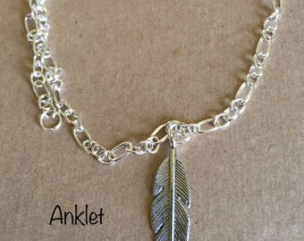 Feather Charm Anklet Bracelet