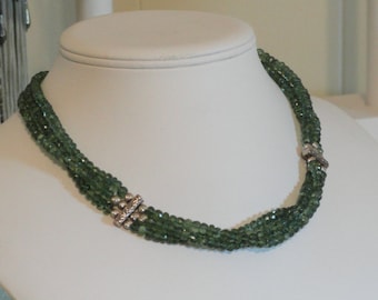 Green African Apatite beaded necklace - 244