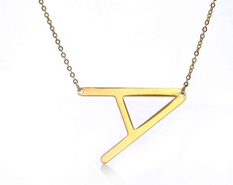 SALE Custom Large Initial Necklace Oversized Letter Alphabet Personalized Sideways Initial Oversize Letter Mother's day, Birthday gift-G