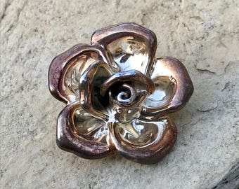 Antique BAT-AN Open Rose Brooch Pin