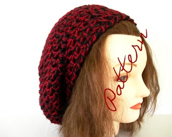 Crochet Pattern Chunky Slouch Hat Beret Tam Pattern 2 Colors