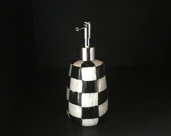 Soap pump/lotion pump hand painted whimsical checks