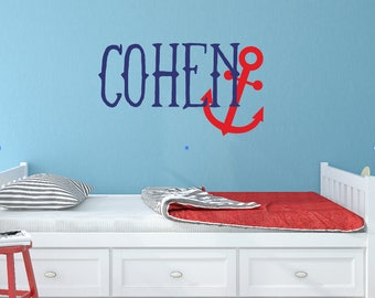 Nautical nursery decor, Personalized name wall decal, Anchor decor, Nautical wall decal, Anchor wall decal, Wall stickers for bedroom DB137