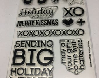 Big Holiday Wishes Clear Stamp set / Scrapbooking / Card Making Supplies / Art and Crafts / Simon Says Stamp / Christmas