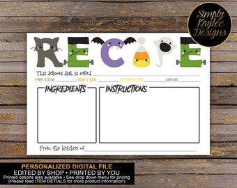 Halloween Recipe Card