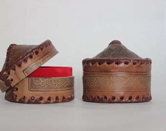 Small Leather Yurt Jewelry Box, Jewelry Storage, Jewelry Chest, Yurt Jewelry Case, Gift for Her, Yurt Decoration, Storage Box