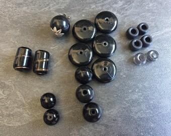 19 beads of different sizes