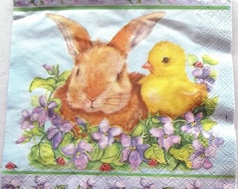 20 napkins - Bunny CHICK Ladybug VIOLETS REF. 3275