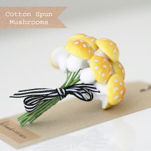 1 dozen Large Yellow German Cotton Spun Mushrooms