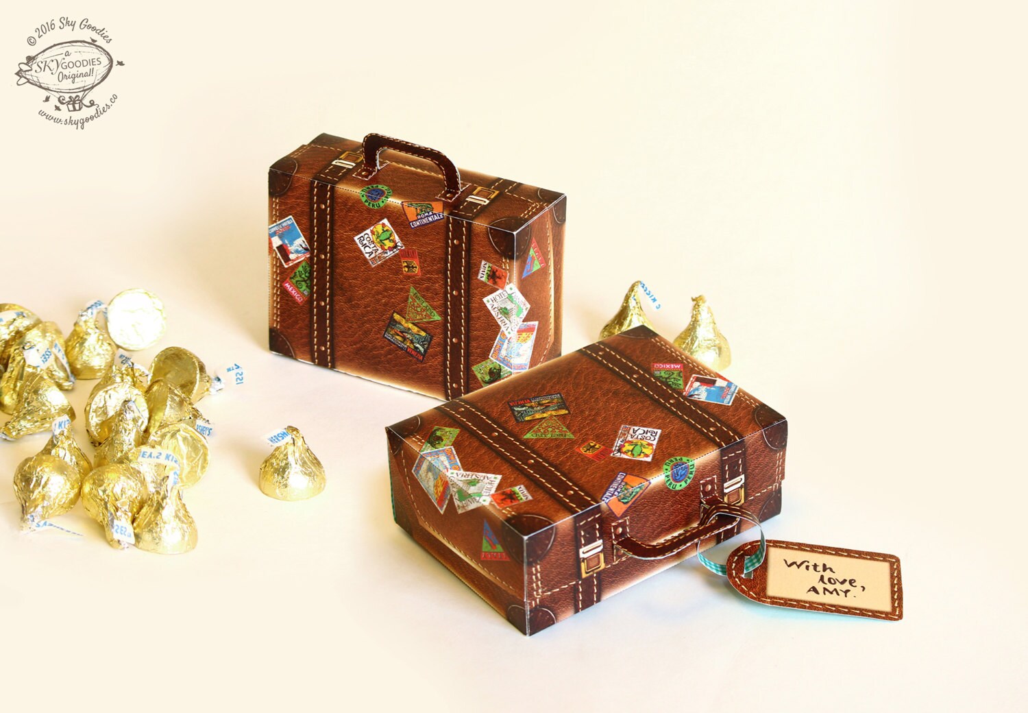 Printable DIY Travel Suitcase Paper Gift Box / Favor Box