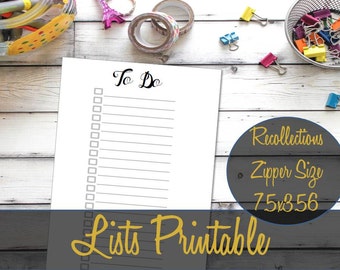 To Do List Recollections Zippered Planner Insert, List Inserts, Creative Year, Recollections Inserts, Michael's Refill - INSTANT Download