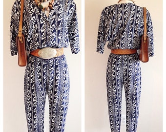 SALE! Vintage 1990s Boho Blue Jumpsuit