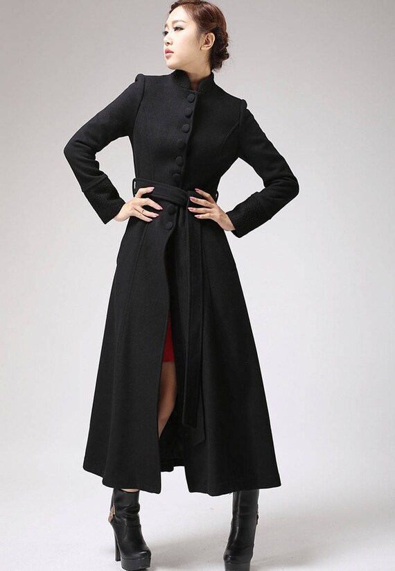 Black Coat Dress
 Black coat dress coat mandarin collar long coat womens