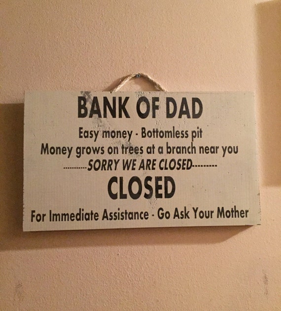 Sign for dad gift for dad funny sign for man bank of dad