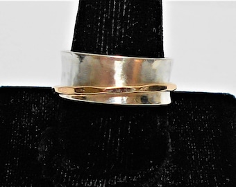 Spinner Ring, Spinner Ring Woman, Silver Spinner Ring, Sterling Silver Spinner Ring, Sterling Silver and Gold Spinner Ring