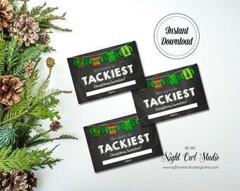 Ugly Sweater Party Voting Cards, Tacky Christmas Sweater, Voting Ballots, Christmas Party Game