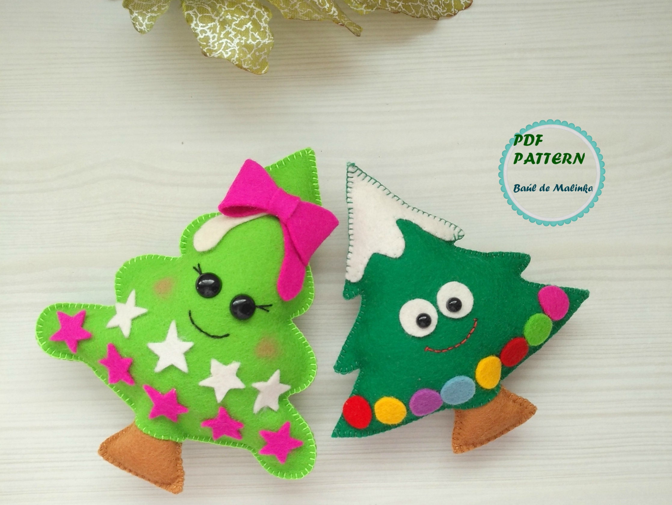 Christmas tree ornament pattern felt tree PDF Pattern