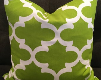 Green Trellis Down Feather Pillow