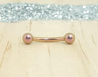 Rose Gold Titanium Curved Barbell - Internally threaded