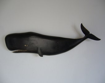 Whale carved in oak wood