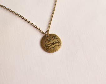 Love the Journey Pendant Necklace, Antique Gold Plated