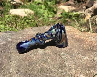 Blue Amber and Purple Color Changing Hammer | Hammer Pipe | Color Changing Tobacco Pipe | Glass Hammer | Colorful Pipe | Glass Fumed Pipe