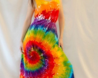 Tie Dye Rainbow Swirl Maxi Dress