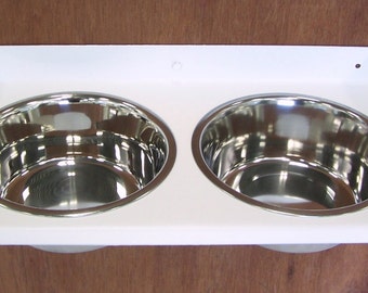 Elevated Cat Feeder Wall Mount Bowls Raised Feeding Station Toy Breed Dog Dishes All Steel Powder Coated
