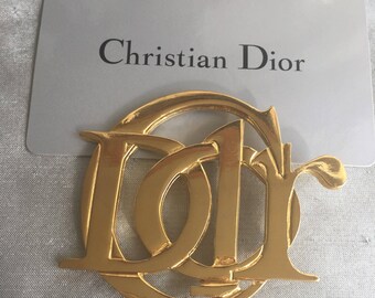 Christian Dior vintage brooch monogramm logo c dior