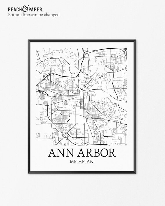 Ann Arbor Map Art Print Ann Arbor Poster Map of Ann Arbor