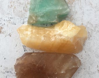 Calcite trio / calcite set / calcite crystal set / calcite