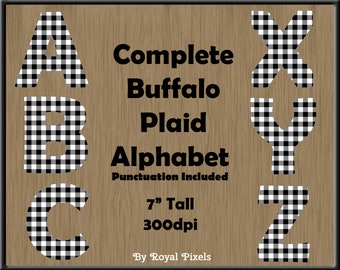 White Buffalo Plaid Alphabet - UPPERCASE Clip Art - 26 Letters - 3 Punctuation Symbols - PNG Files #11