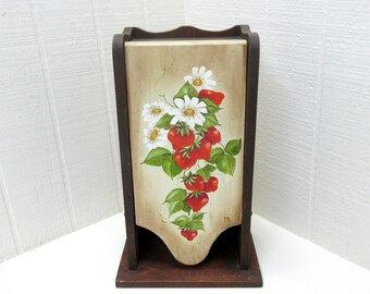 Vintage Wooden Recipe Box Handcrafted Tole Painted Counter Top Or Wall Mount