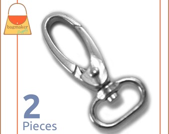 3/4 Inch Swivel Snap Hooks, Nickel Finish, 2 Pieces, Handbag Purse Bag Making Hardware Supplies, 3/4", .75", .75 Inch, SNP-AA072