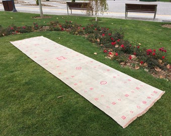 3'2'' x 12'6'' ft / Turkish Oushak Rug Runner / 3.80 x 0.95 mt