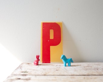 Marquee Letter P - Red Yellow Marquee Plastic Letter P Vintage Letter P Sign Vintage Sign